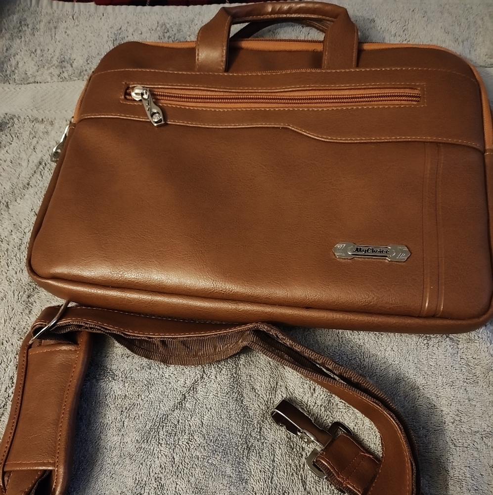 MyChoice Cognac Brown Mens Crossbody Bag For Laptop /Tablet Handle And Strap